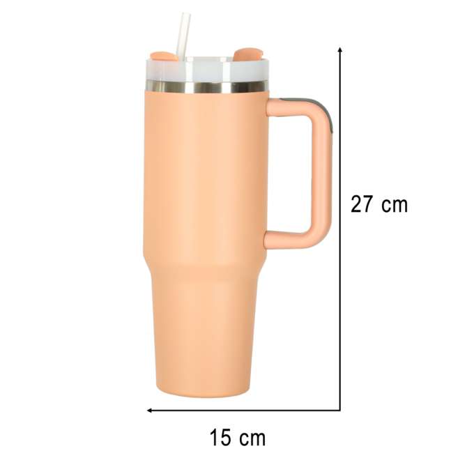 Thermal mug with handle thermos 1200ml powder pink
