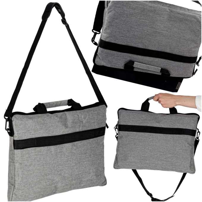 Torba na laptopa 15,6 cali etui pokrowiec z paskiem teczka damska męska mocna szara