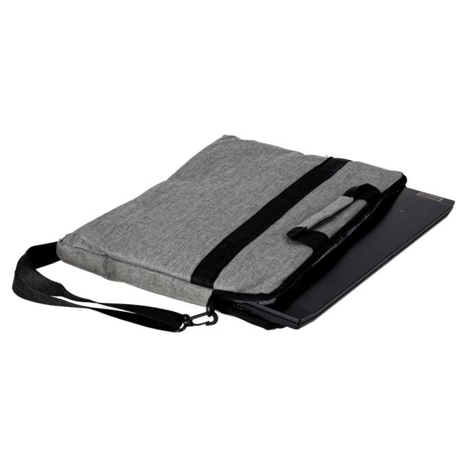 Torba na laptopa 15,6 cali etui pokrowiec z paskiem teczka damska męska mocna szara