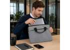 Torba na laptopa 15,6 cali na ramię teczka biznesowa damska męska szara 10