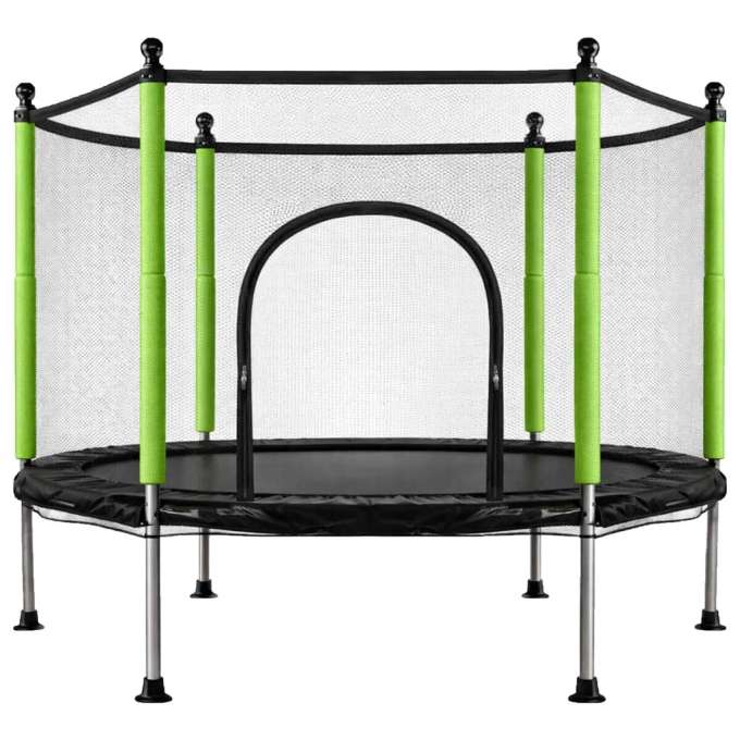 Trampoline for home garden for kids ball net 140cm 55inch green
