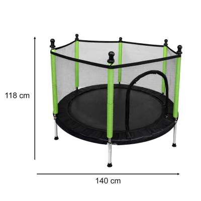 Trampoline for home garden for kids ball net 140cm 55inch green
