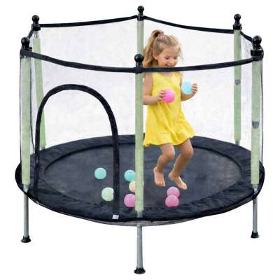 Trampoline for home garden for kids ball net 140cm 55inch green
