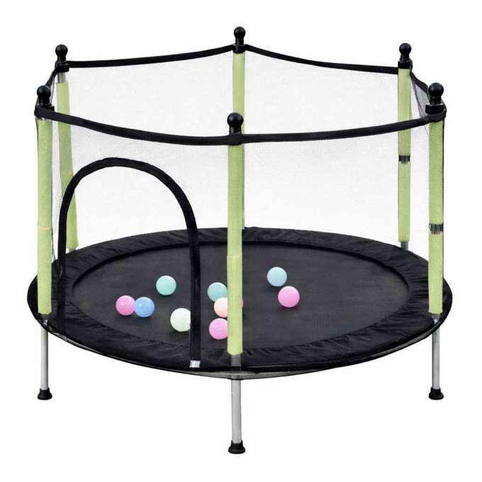 Trampoline for home garden for kids ball net 140cm 55inch green