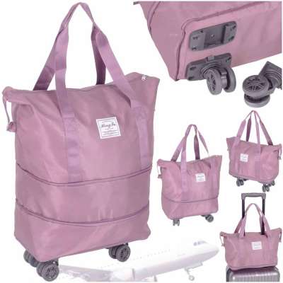 Travel bag on wheels foldable 3 sizes purple