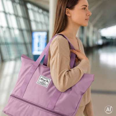 Travel bag on wheels foldable 3 sizes purple