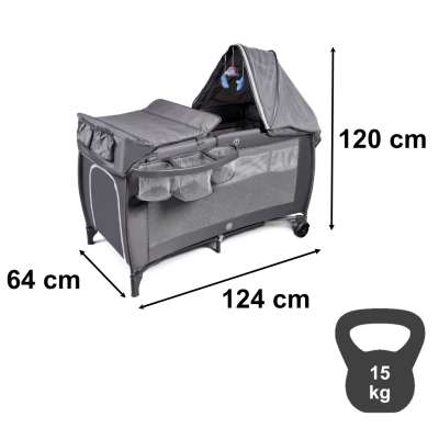 Travel crib folding two-level changing table max. 15kg
