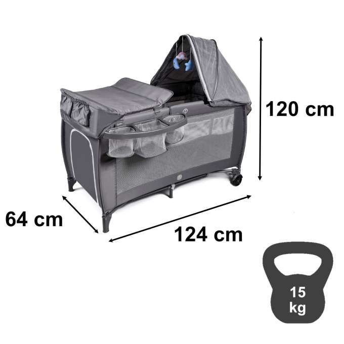 Travel crib folding two-level changing table max. 15kg