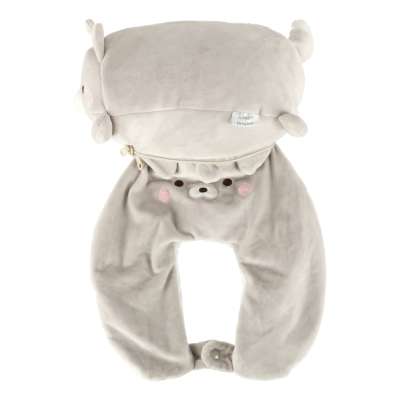 Travel cushion 2in1 neck roll for aeroplane car mascot cat