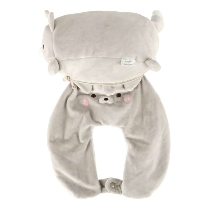 Travel cushion 2in1 neck roll for aeroplane car mascot cat