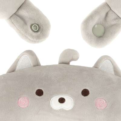 Travel cushion 2in1 neck roll for aeroplane car mascot cat