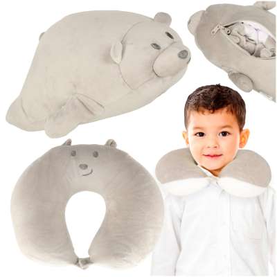 Travel cushion 2in1 neck roll for aeroplane car teddy bear mascot