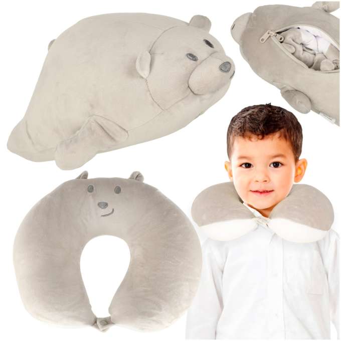 Travel cushion 2in1 neck roll for aeroplane car teddy bear mascot