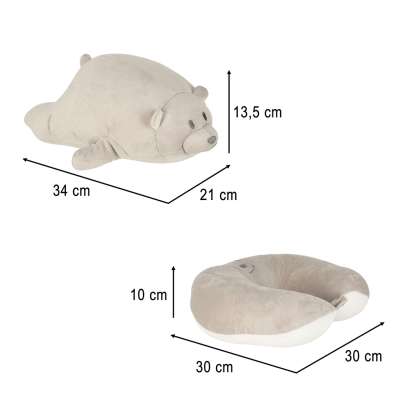 Travel cushion 2in1 neck roll for aeroplane car teddy bear mascot