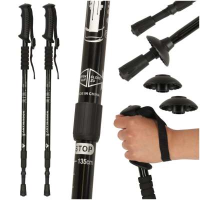 Trekking poles for Nordic walking folding 2 pieces black