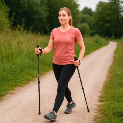 Trekking poles for Nordic walking folding 2 pieces black