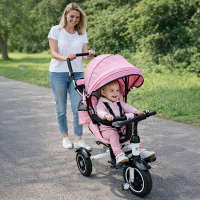Trike Fix 3in1 tricycle with canopy swivel adjustable stroller guide strap V3 pink