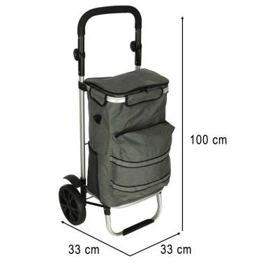 Trolley shopping bag on wheels 100cm grey