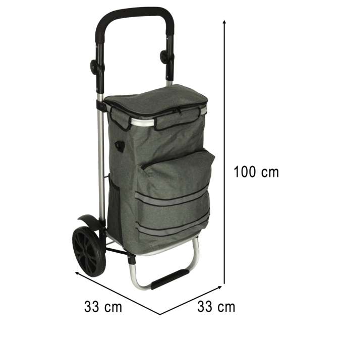 Trolley shopping bag on wheels 100cm grey