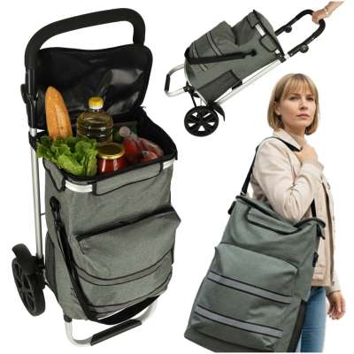 Trolley shopping bag on wheels 100cm grey