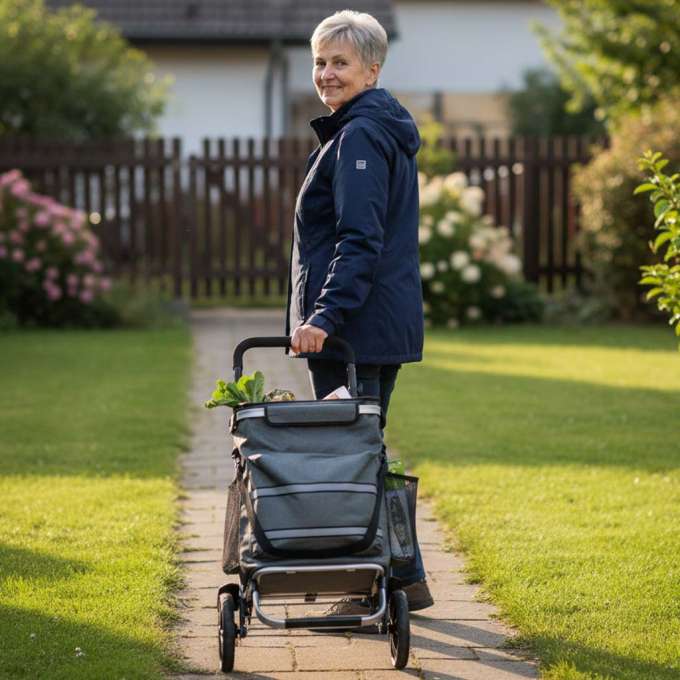 Trolley shopping bag on wheels 100cm grey