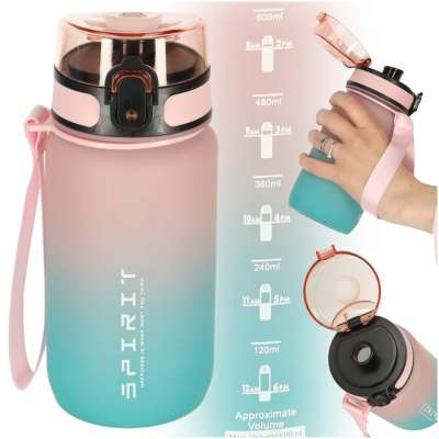 Water bottle bidon 600ml pink and blue
