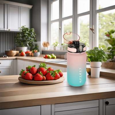 Water bottle bidon 600ml pink and blue