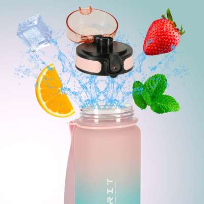 Water bottle bidon 600ml pink and blue