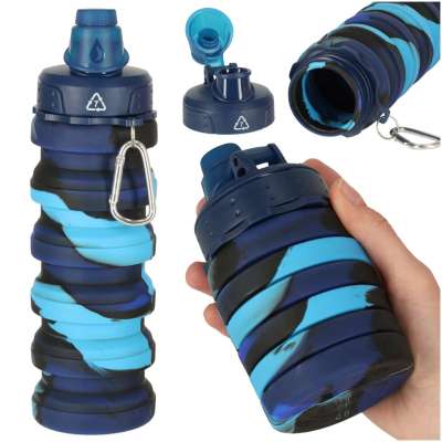 Water bottle bidon folding 500ml blue