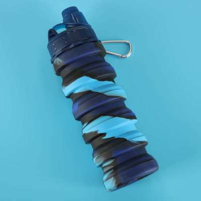 Water bottle bidon folding 500ml blue