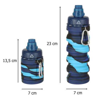 Water bottle bidon folding 500ml blue
