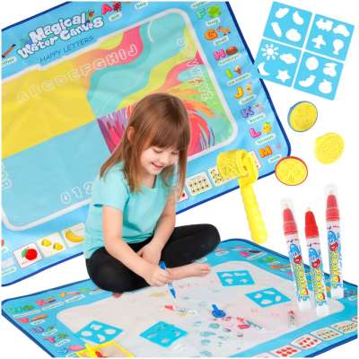 Water mat for painting water drawing markers stamps stencils roller 100x80cm alphabet