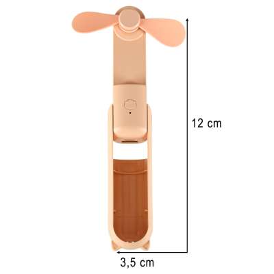 Wiatrak biurkowy wentylator mini ręczny składany wiatraczek przenośny USB różowy
