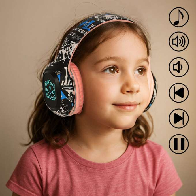 Wireless Bluetooth RGB Gaming Sport 200mAh pink over-ear headphones