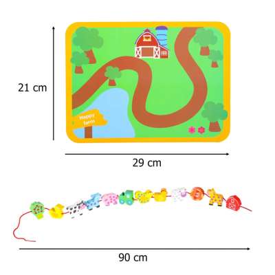Wooden blocks for threading board board board farm animals