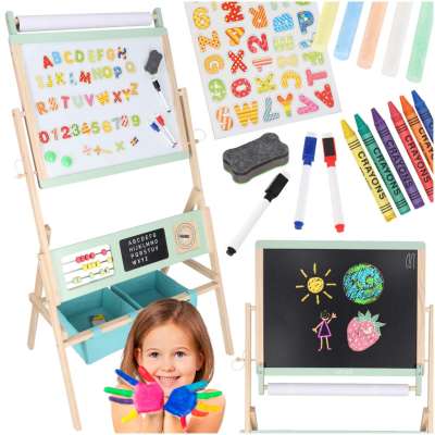 Wooden chalkboard LULILO Kredo accessories chalk markers magnets baskets 110cm