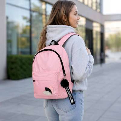 Youth single compartment school backpack pink