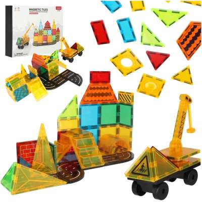 3D construction magnetic blocks construction vehicles 50 elements
