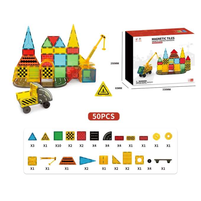 3D construction magnetic bricks 50el.