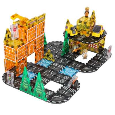 3D construction magnetic building blocks construction machinery 92 pieces