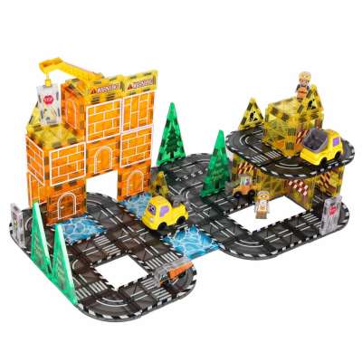 3D construction magnetic building blocks construction machinery 92 pieces