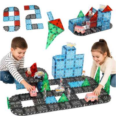3D magnetic construction blocks city cars 91 elements
