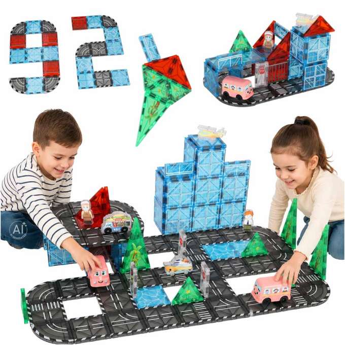 3D magnetic construction blocks city cars 91 elements