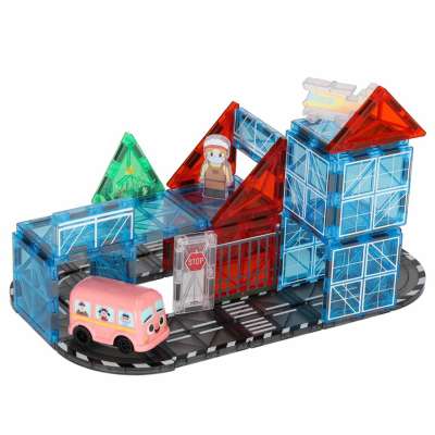 3D magnetic construction blocks city cars 91 elements