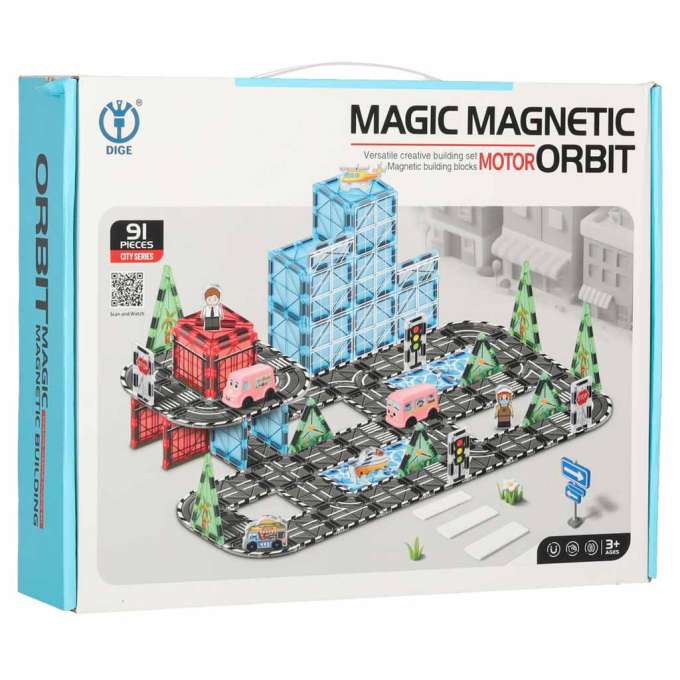 3D magnetic construction blocks city cars 91 elements