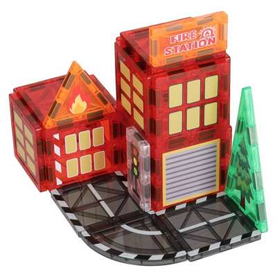 3D magnetic construction blocks fire department 48 elements