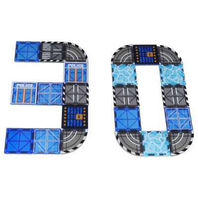 3D magnetic construction blocks police police cars 91 elements
