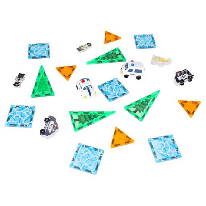 3D magnetic construction blocks police police cars 91 elements