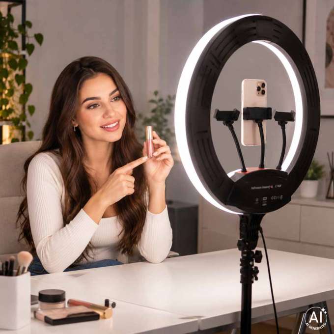45cm RGB LED Ring Light for Selfie Videos with Tripod and Remote Control