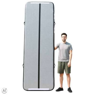 Air Track Gymnastics Mat Exercise Mat Grey-Colored Pump